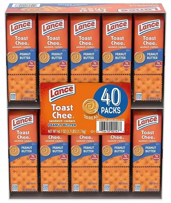 Lance Toast Chee Peanut Butter Sandwich Crackers, (40 Count) Bulk Box