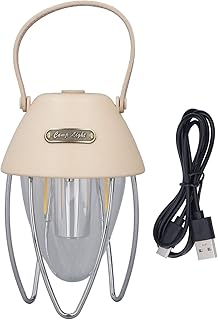 plplaaoo LED Vintage Lantern, Rechargeable Camping Railroad Lantern,Portable Tent Light 3 Light Modes USB Charging IPX4 Waterproof LED Camping Light Tent Lantern for Outdoor Hiking Beige