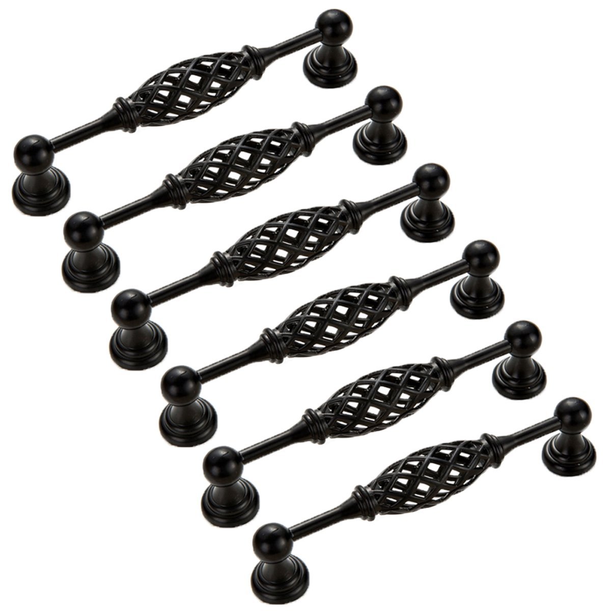Poignée cage à oiseaux pour meuble cuisine noir tiroir placard 6x