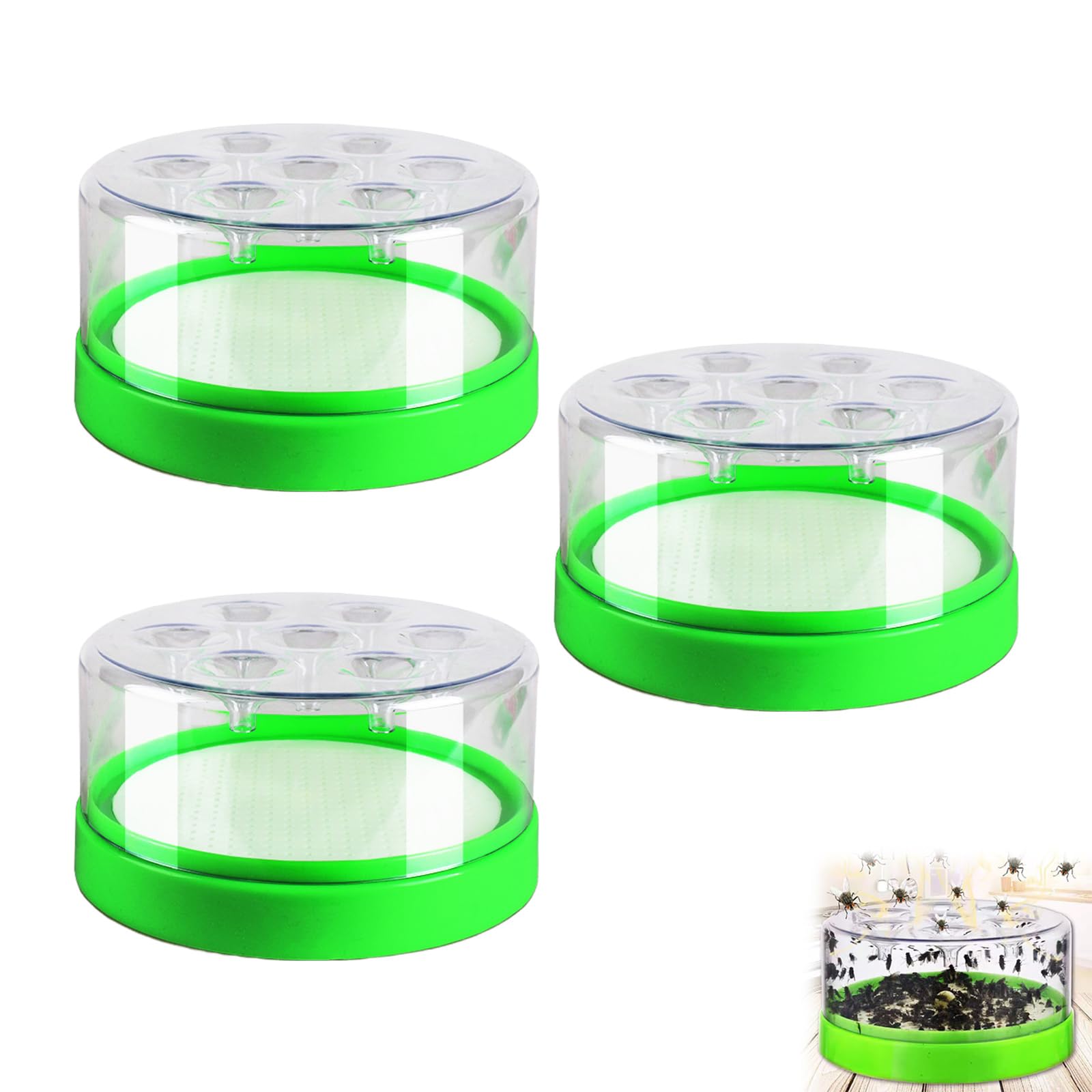 Reusable Non-electric Fly Trap, Funnel One-Way Entry Fly Catcher, Transparent Fly Trap Container, Easy to Clean for Home Kitchen Garden Restaurant Livestock Farm (3pcs)