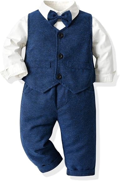 Amazon.com: Shundian Conjunto de ropa de esmoquin para bebé con chaleco, 3  piezas, para boda, estilo casual : Ropa, Zapatos y Joyería