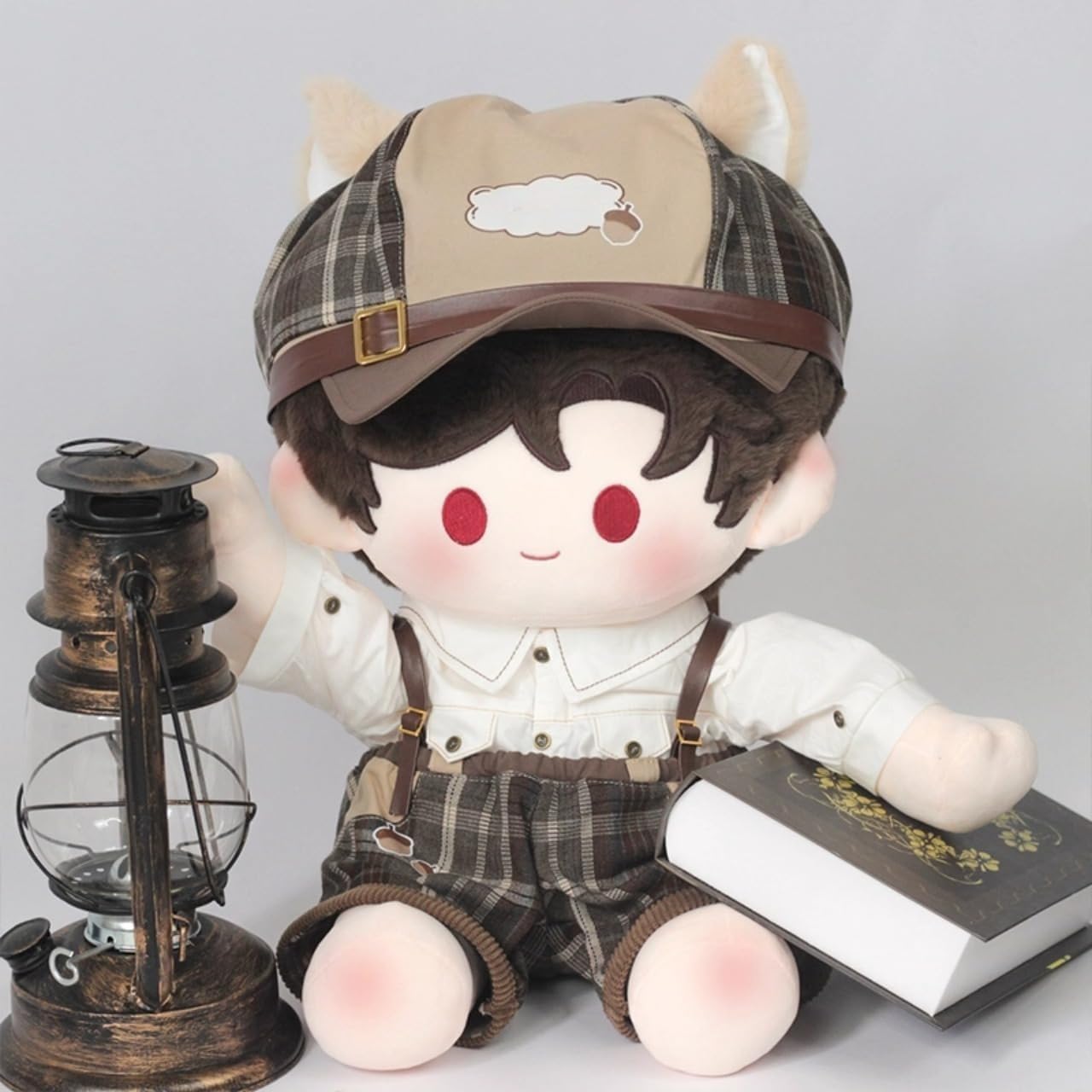 40cm Plush Doll Clothes Detective Style 5-Piece Outfit Set, Vest Shirt Pants Hat Cape, Doll Clothing Costume