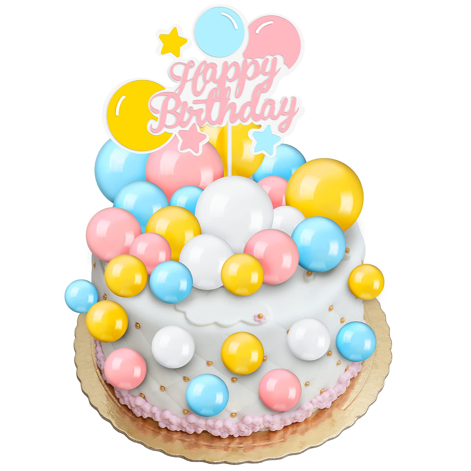 Buy 65 Pieces Colorful Balls Cake Toppers Foam Ball Cake Insert and