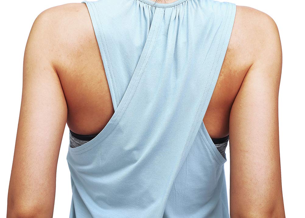 Mippo Topy treningowe dla kobiet joga sportowe koszulki tank topy siłownia letnie ubrania treningowe, Jasnoniebieski, XS