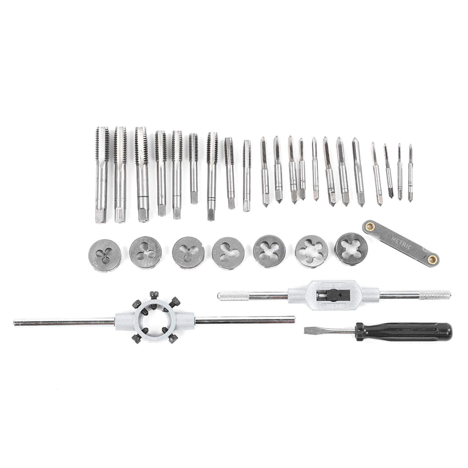 Set di filiere per maschiatura, Kit di Utensili manuali da 32 Pezzi, in Lega di Acciaio, Portatile, ad Alta durezza, Lavorazione CNC e Trattamento Termico con durezza 60 HRC