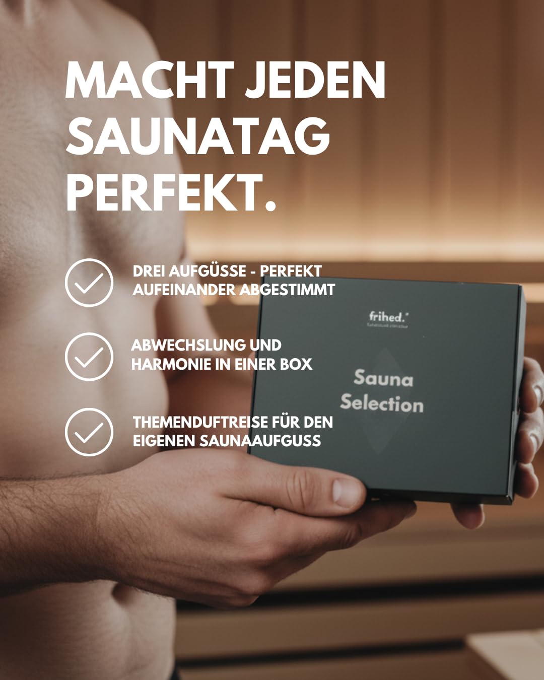 frihed.® Saunaaufguss Selection Hüttenzauber - Hochkonzentriertes Kräuter, Holz & Gewürz Sauna Öl - Geschenkset für Saunaliebhaber - 100ml Glasflasche - Made in Lüneburg