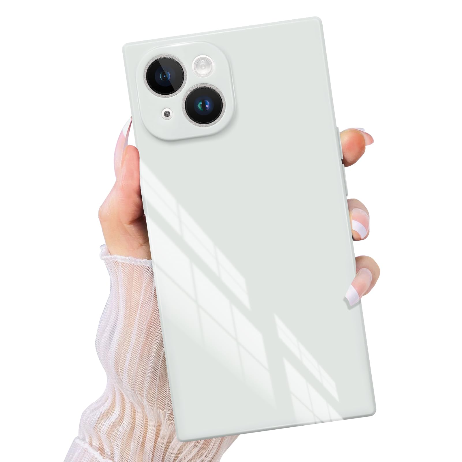 PSIOXY Compatible with iPhone 15 Case Rectangle for Women Men, Soft TPU Shockproof Full Lens Protection, Works with Magnetic Wireless Charging Cover