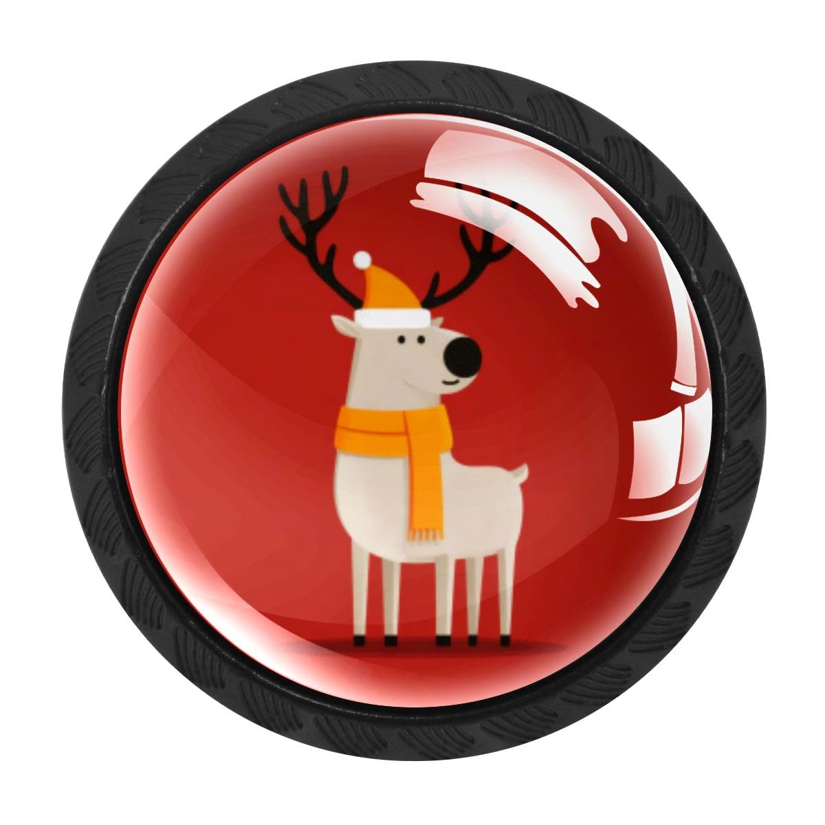 HEOEH 4 PCS Kitchen Cabinet Knobs, Deer Xmas Drawer Knobs Dresser Handles