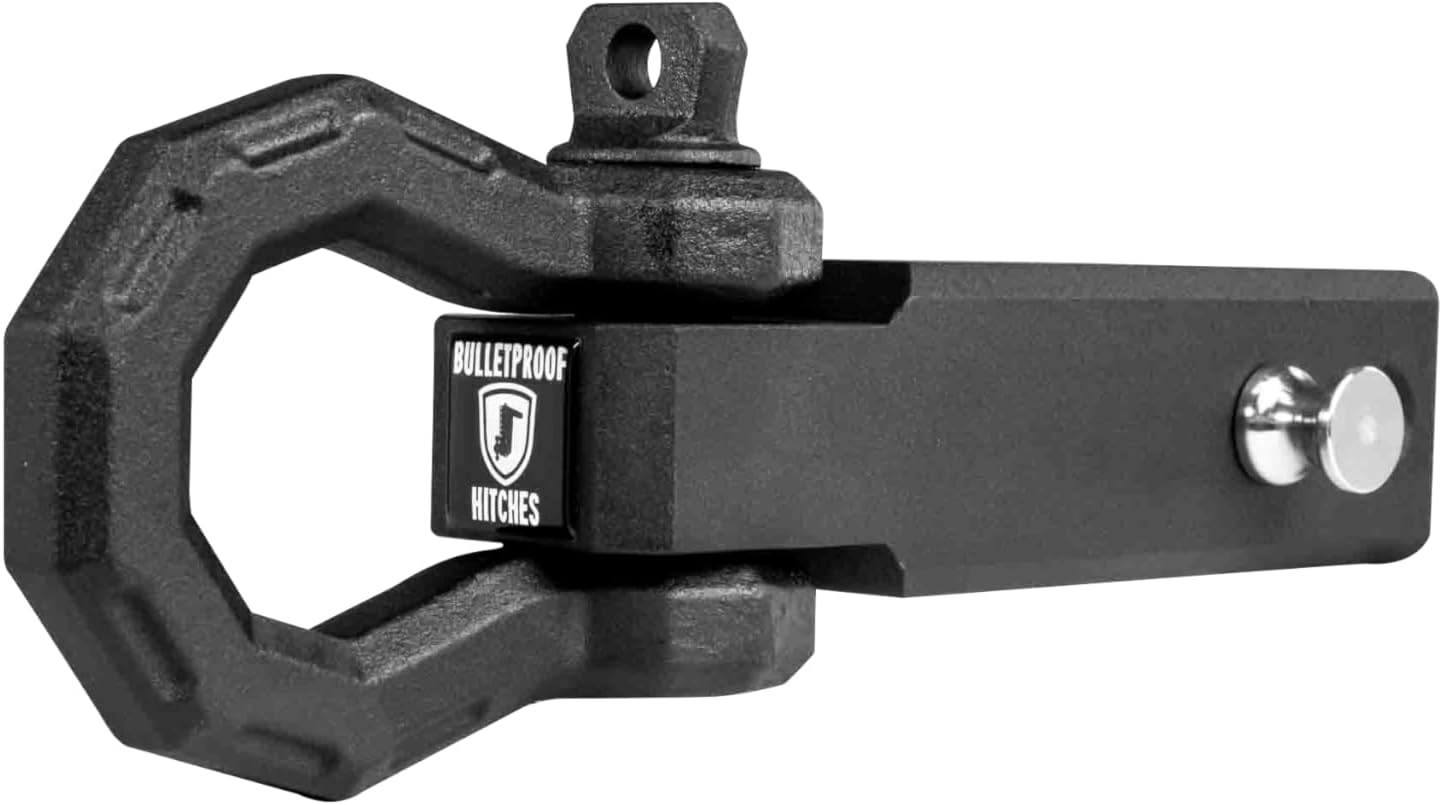 BulletProof Hitches - 2.5" Shackle Hitch Receiver with 22,000 lb. Rating and D-Ring/Clevis - Tow Hitch Shackle for 2.5" Receivers - Heavy Duty, Solid Steel, Black Powder Coat