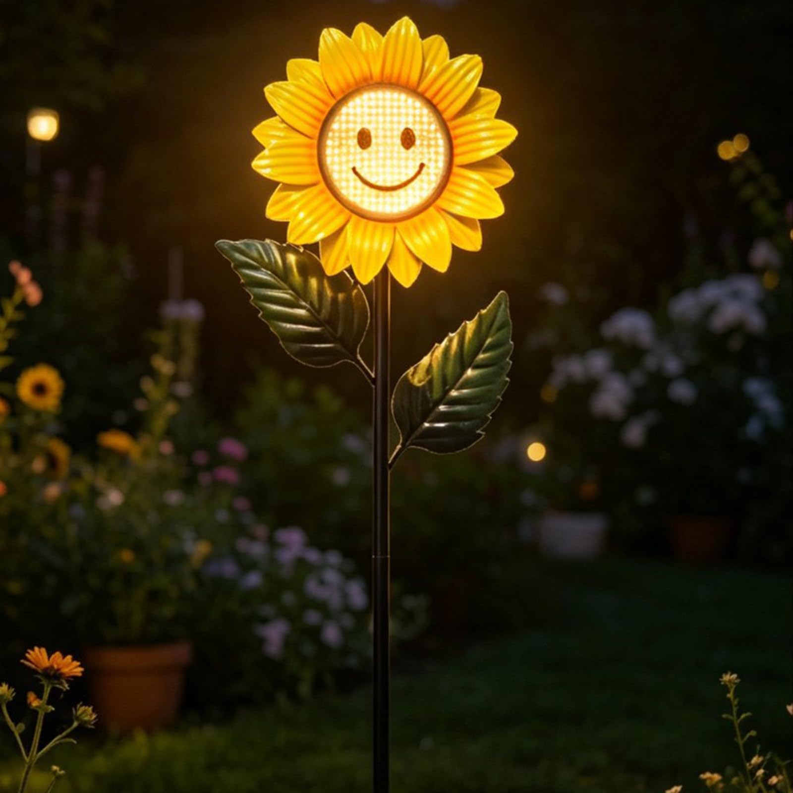 Metallsonnenblumen Leuchtdekor mit beweglichen Augen