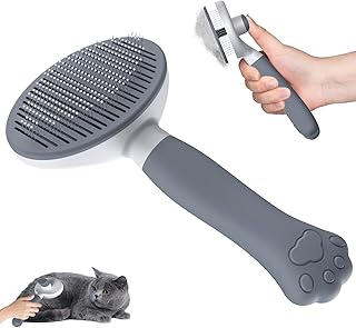 Zivacate Cat Brush Dog Brush [Ergonomic Handle & One-Click Cleaning & Patented Design] Self-Cleaning Brush for Short & Long-Haired Dogs/Cats/Rabbits, Undercoat Brush (Grey) product image