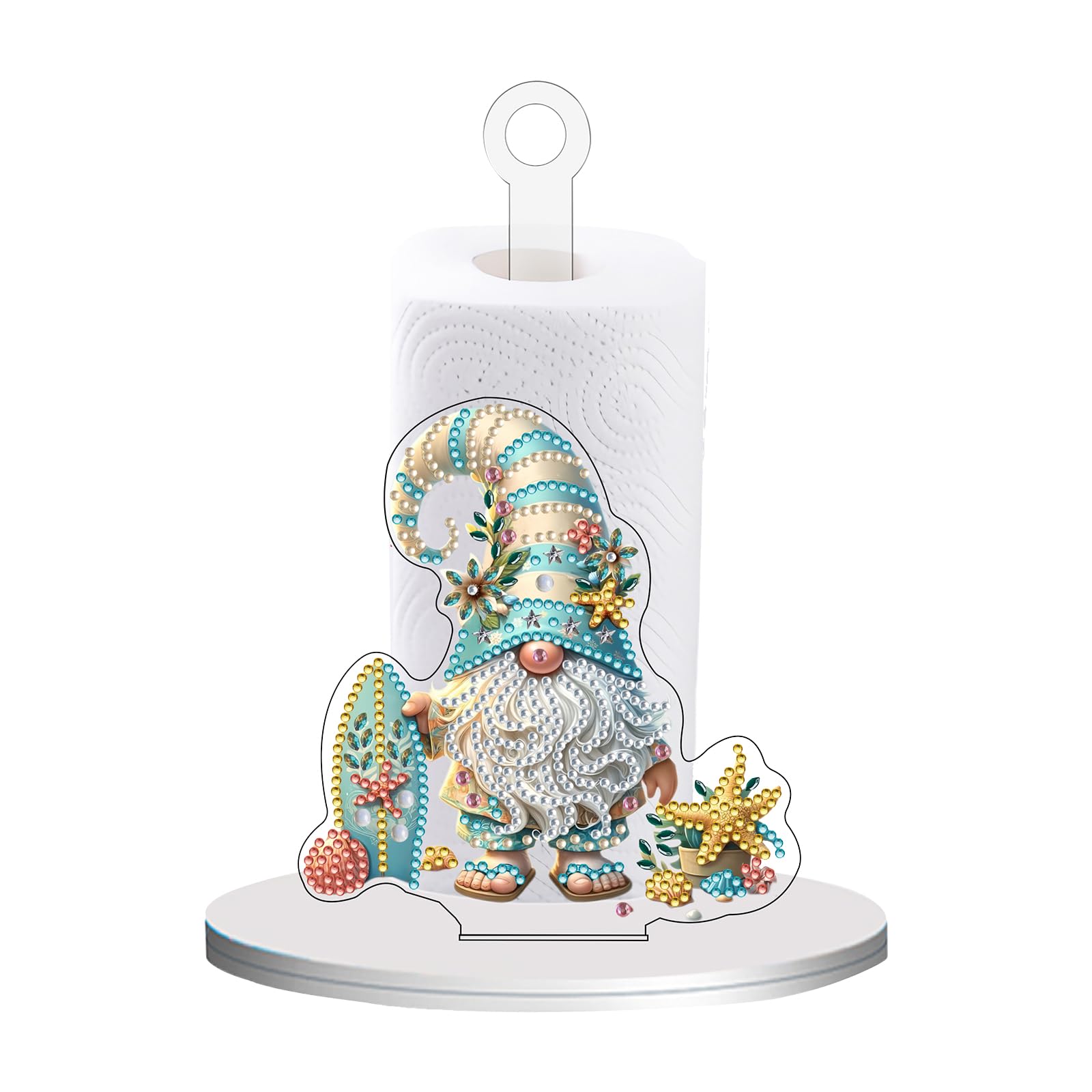 Poetrydraw Beach Gnome Resin Diamond Art Tissue Holder 10.24X5.12 Inch