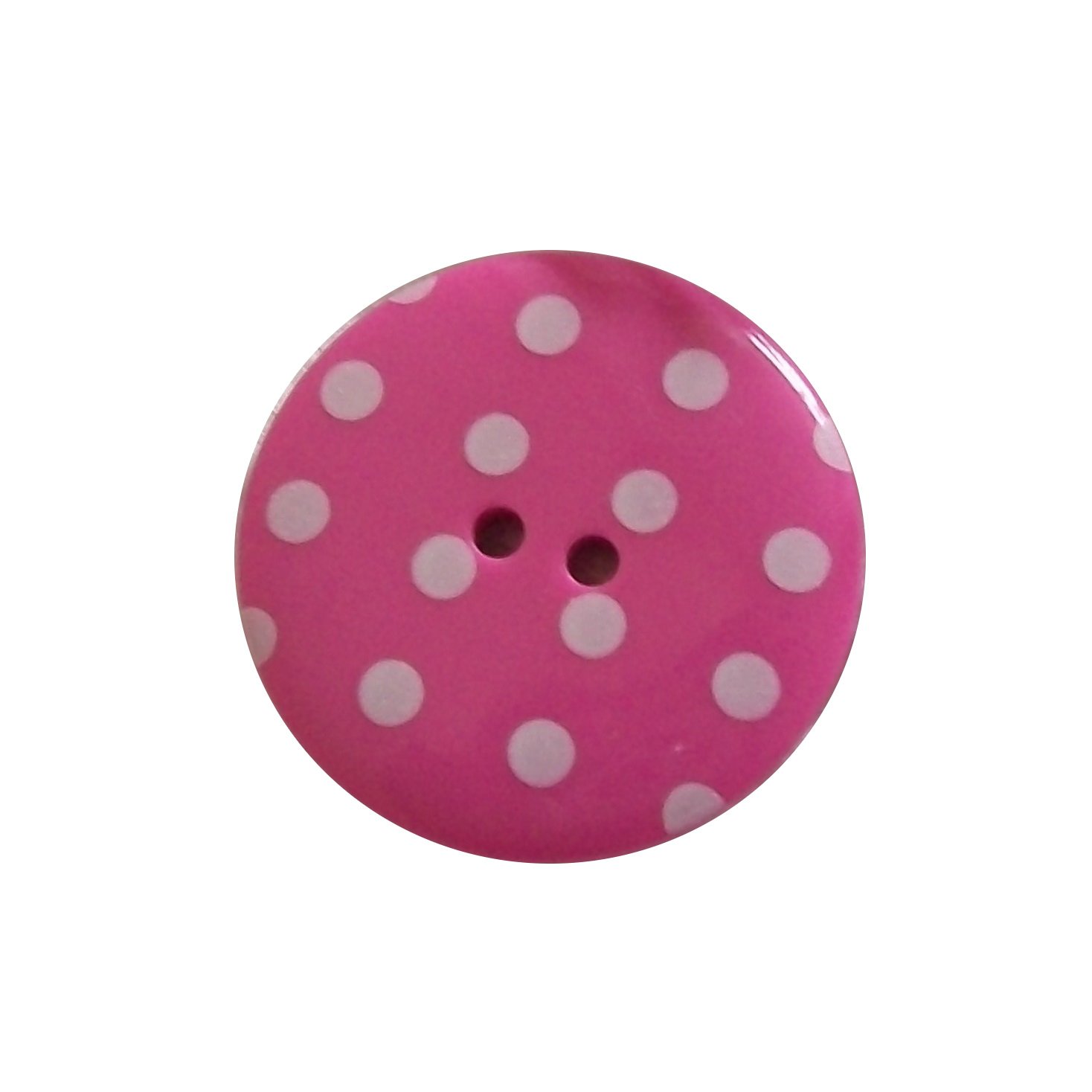 Push The Button Dark Pink With White Round Plastic Polka Dot Spot 2 Hole Buttons Pack Of 5 (13Mm, )