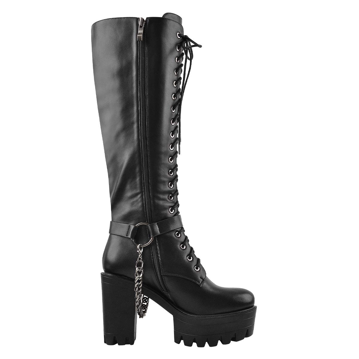 Only maker Damen Langschaft Stiefel Plateau Schuhe Cool Schwarz