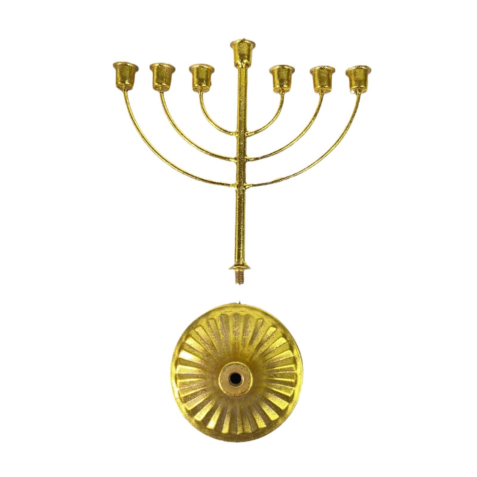 Menorah Hanukkah Vintage In Ferro Dorato - Portacandele A 9 Teste Smontabile, Diametro 1,5 Cm, Decorazione Festiva 23x20x9 Cm