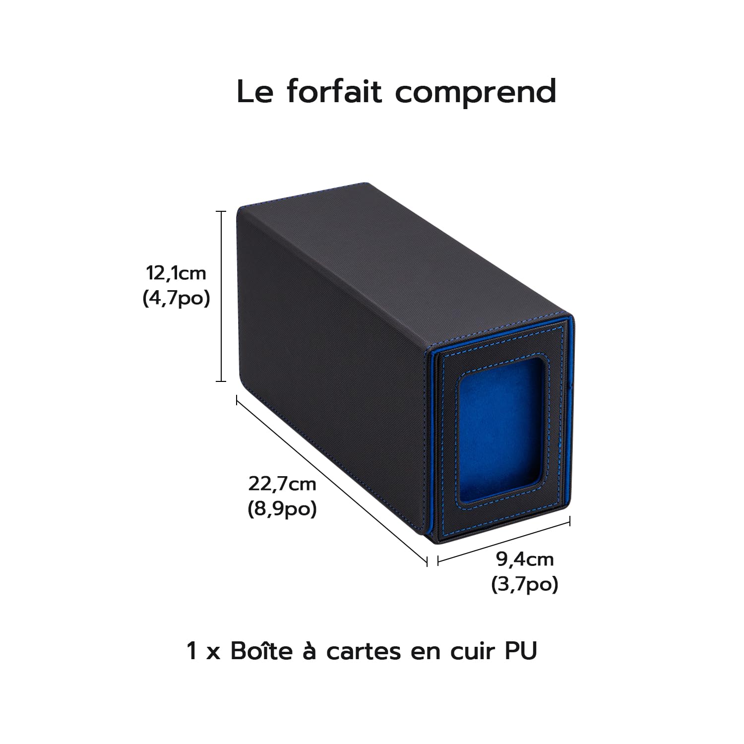 Boîte à Cartes Double Couche pour MTG, avec Tiroir pour Dés, 2 Fenêtres D'affichage Latérale, Magnetic Deck Box Contenir à 300+ Cartes pour Commander TCG Cartes à Collectionner - Bleu Noir