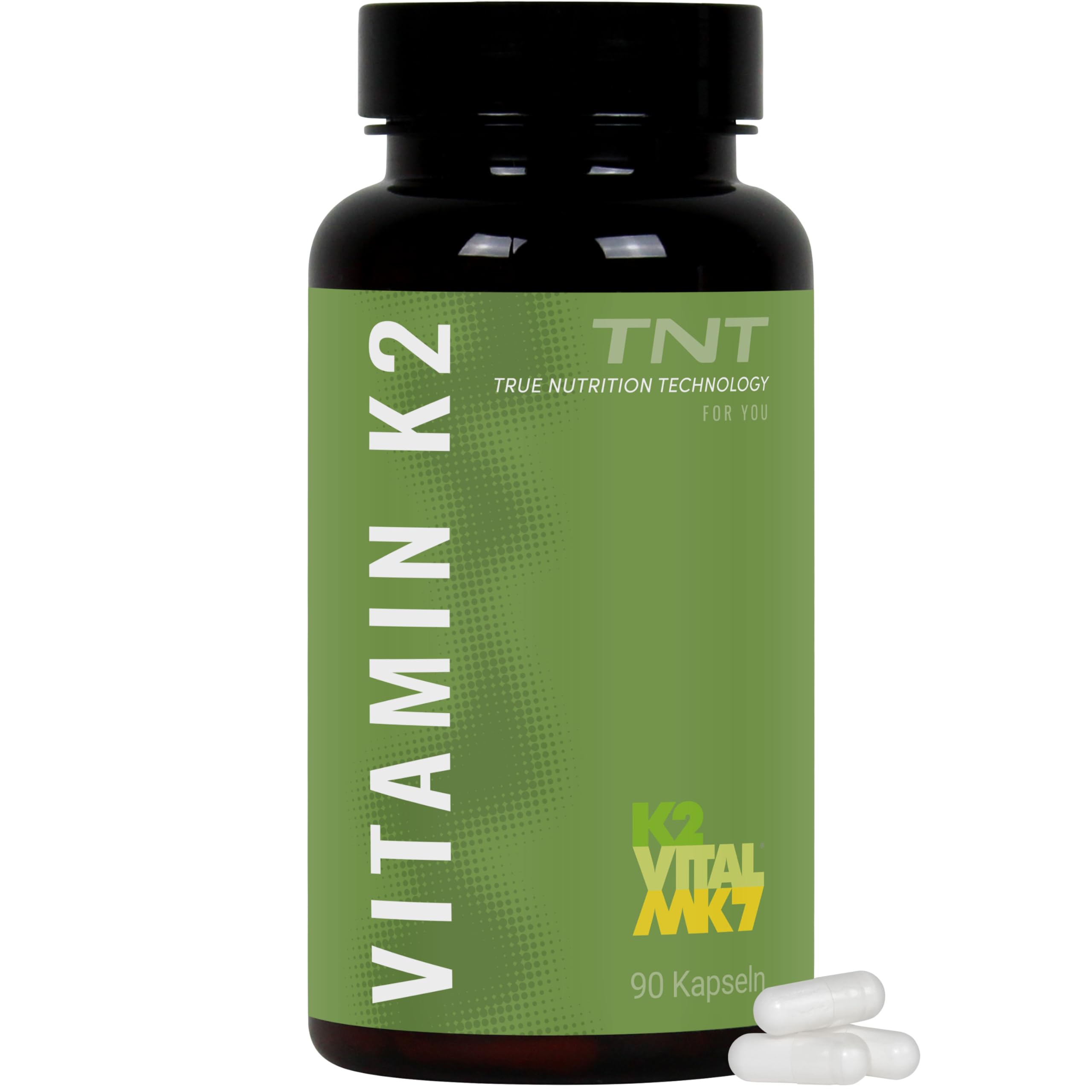 TNT Vitamin K2 (90 hochdosierte Kapseln) • Hochwertige MK–7 Form von Kappa • Laborgeprüfte Qualität • K2 Vitamin hochdosiert • 100% Vegan • Made in Germany