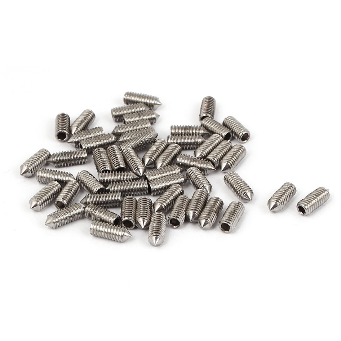 Uxcell Silver Sourcingmap M4 X 10Mm 304 Stainless Steel Cone Point Hex Socket Grub Screw 50 Pcs