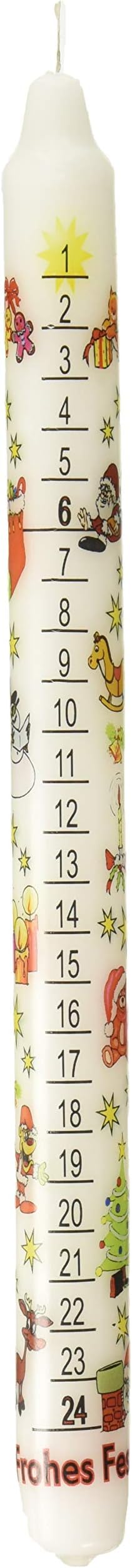 5001W German Countdown Tradition Winter White Wax Christmas Advent Candle,Gray,12 inch