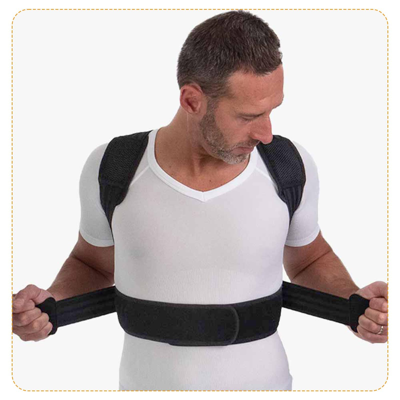 Supporto Dritto per la Schiena, per Uomini e Donne, Anti-Hunchback correttore, a Spalla Aperta,Fascia Traspirante Posturale Correzione,Schwarz-L