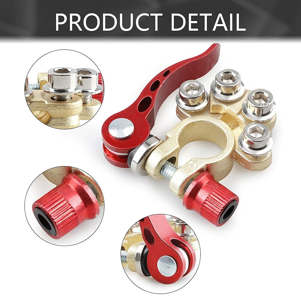 ELECDON Battery Terminal Clamp Connectors, 2Pcs 4 Way Positive Negative