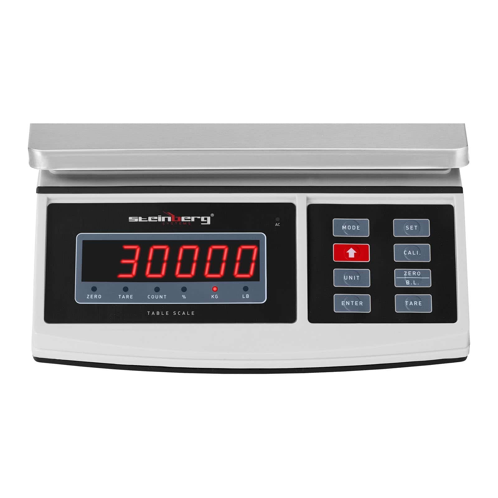 Steinberg Systems Balanza De Mesa Báscula Digital SBS-TW-30 (Rango de pesaje de 5 g a 30 kg, Precisión: 1 g, 21 x 27 cm, Pantalla LED)