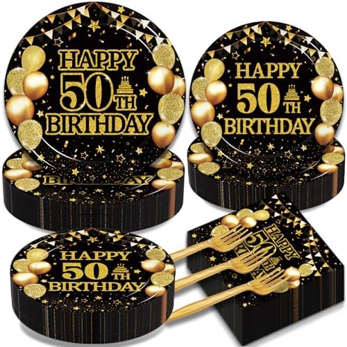 200Pcs 50th Birthday Party Tableware Set, Back in 1976 Birthday P...