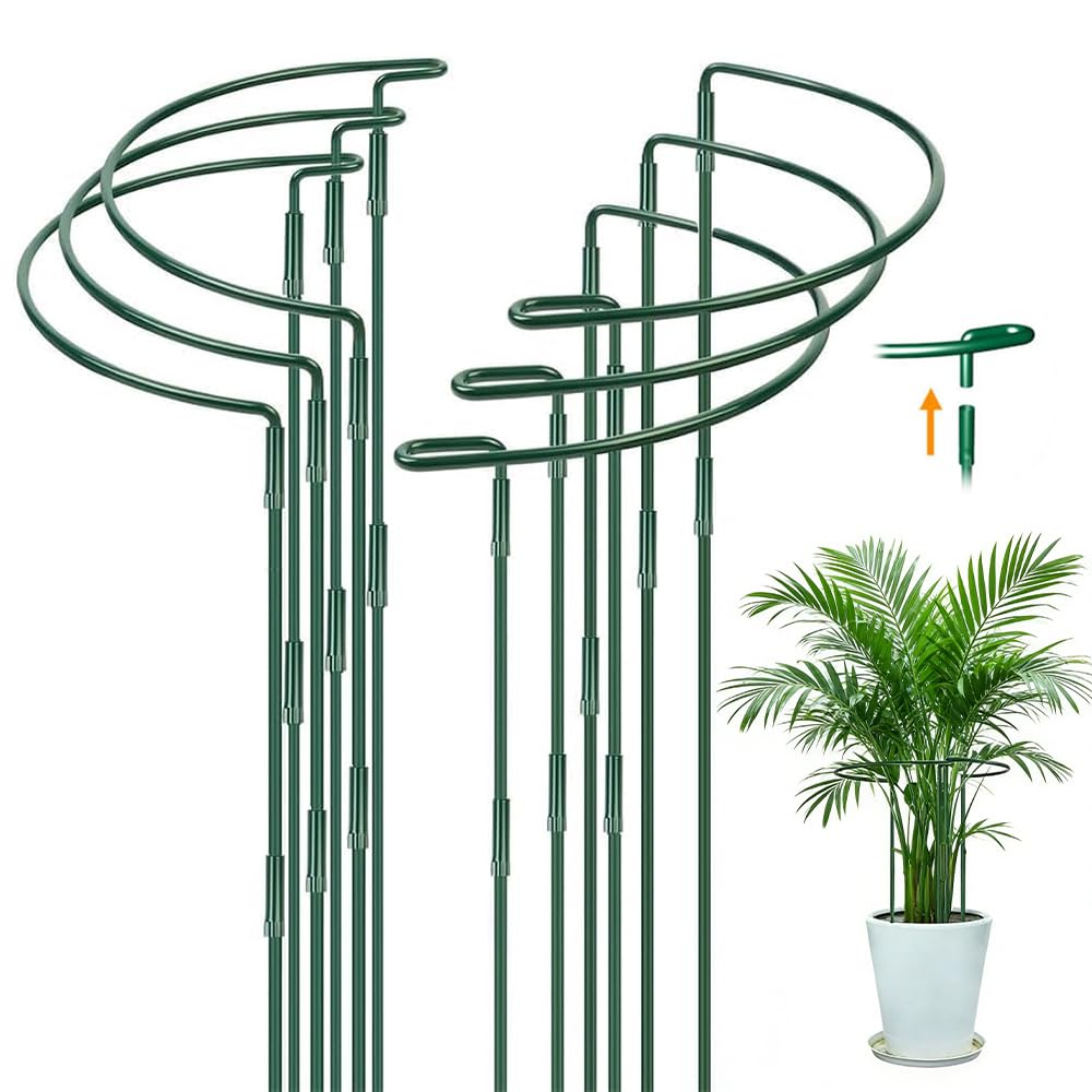 6 sztuk wsporników na rośliny, półokrągłe, 25 x 60 cm, metalowe uchwyty na rośliny, mocowane uchwyty na byliny, podpórka do kwiatów, okrągła, podpórka do roślin doniczkowych, warzyw, pomidorów