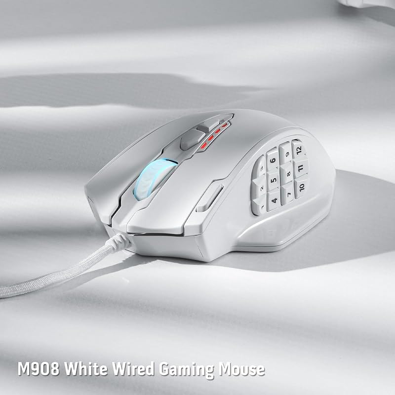 Redragon M908 Impact RGB LED gamer egér 12400 DPI optikai vezetékes fehér