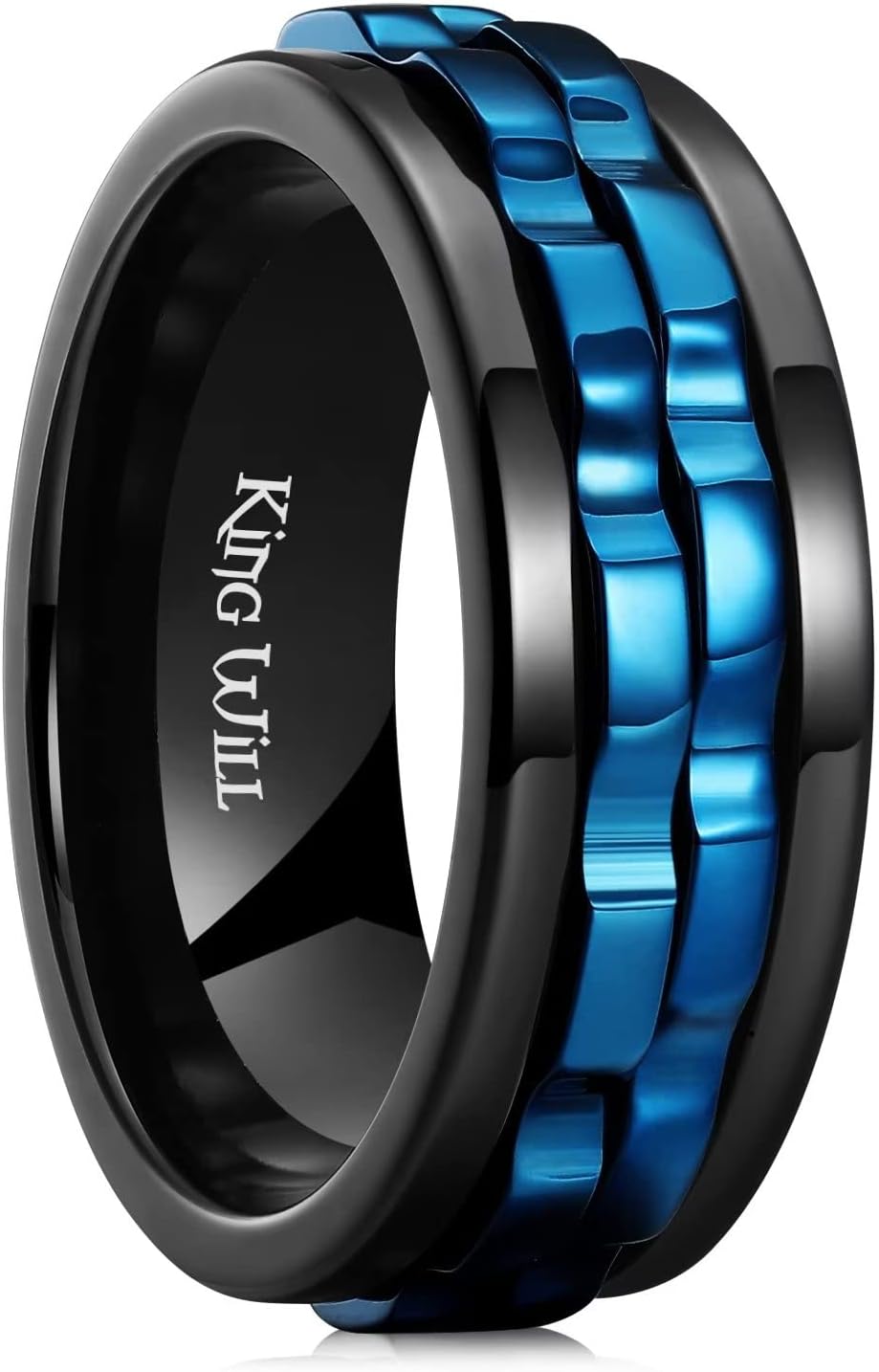 King Will Mens Black Gear Spinner Rings Stainless Steel Fidgets Two Black Gear Fidget Ring Anxiety Ring For Men Women Stress Free Cool Wedding Band
