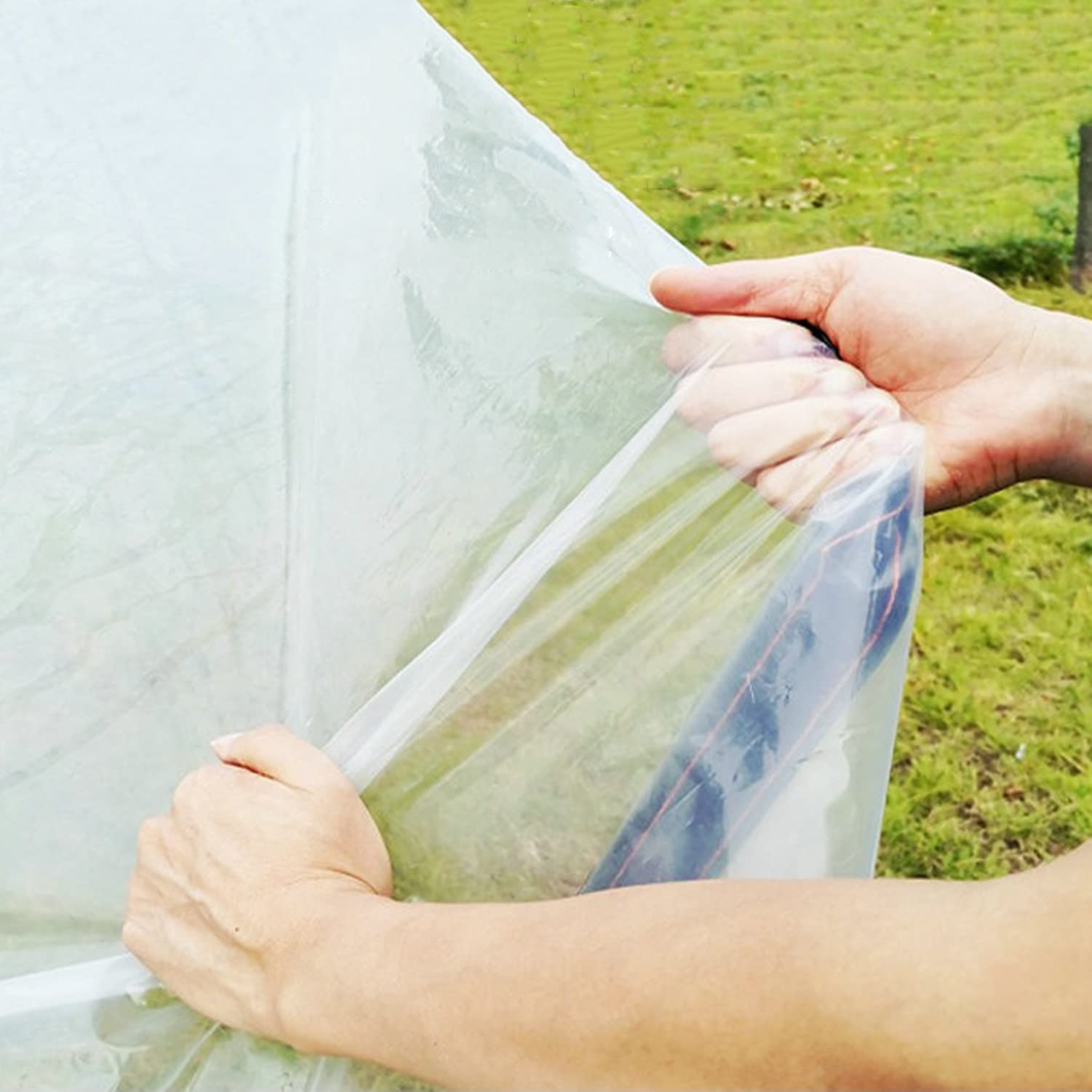 3.5x3.5 Transparant zeil 12 Mil dik, helder waterdicht zeil Heavy Duty Outdoor, waterdichte scheurbestendige kunststof PVC zeildoek met doorvoertules, voor planten, veranda