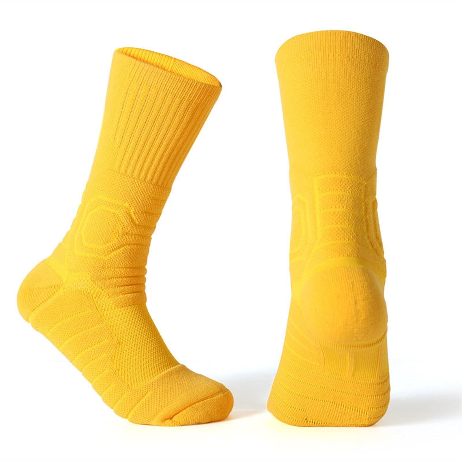 Calcetines deportivos Hombres Rendimiento al aire libre Fitness Baloncesto Ciclismo Corriendo Compresión Atlética Cojín grueso Cojín Calcetín Skiking ( Color : Yellow , Size : US 6-11.5 EU 38-44 )