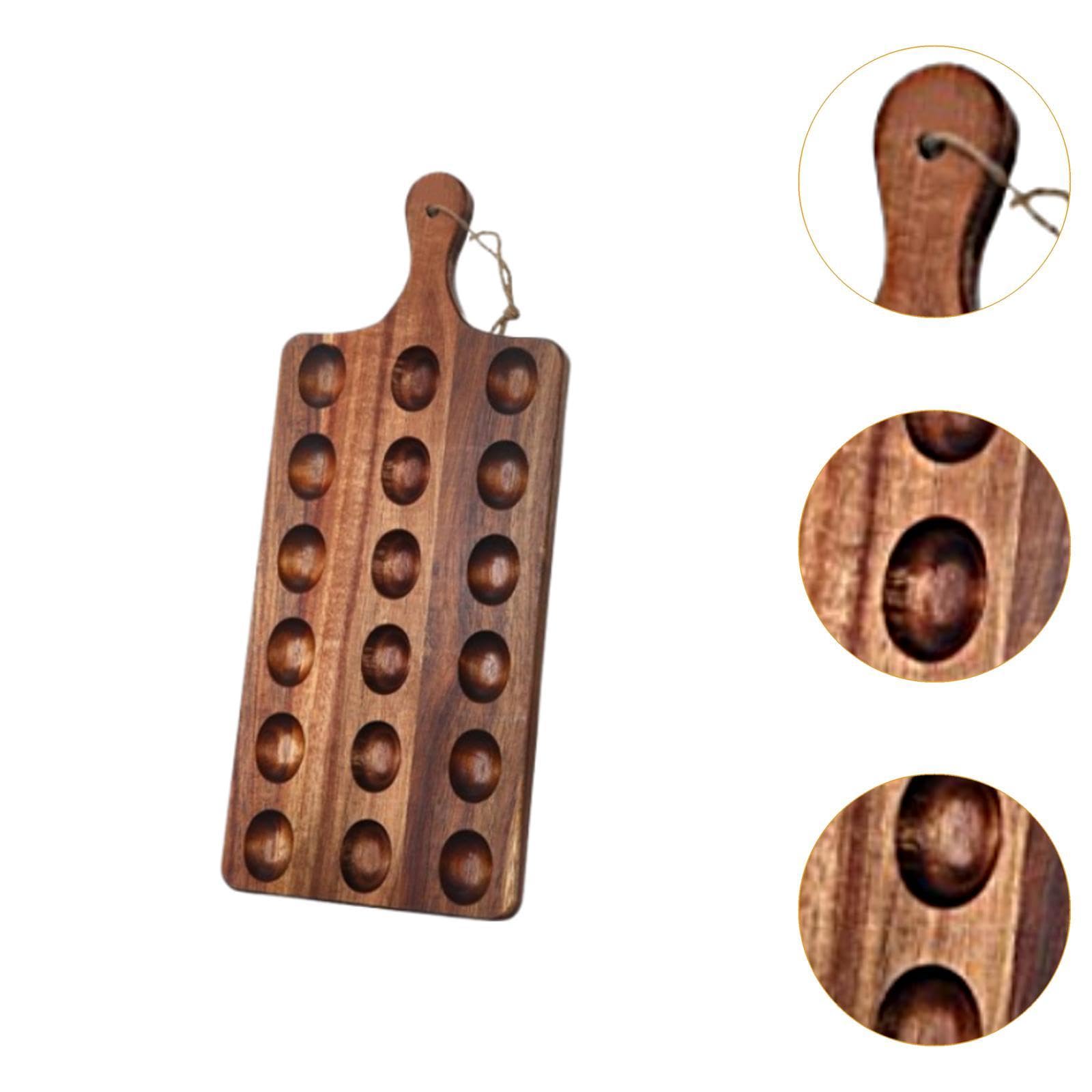 Generic Wood Egg Holder Rack Egg Organizer Rack Rustic Egg Platter Fruit Bread Serving Platter for Camping Cabinet Household Tabletop, 18 Holes with Handle