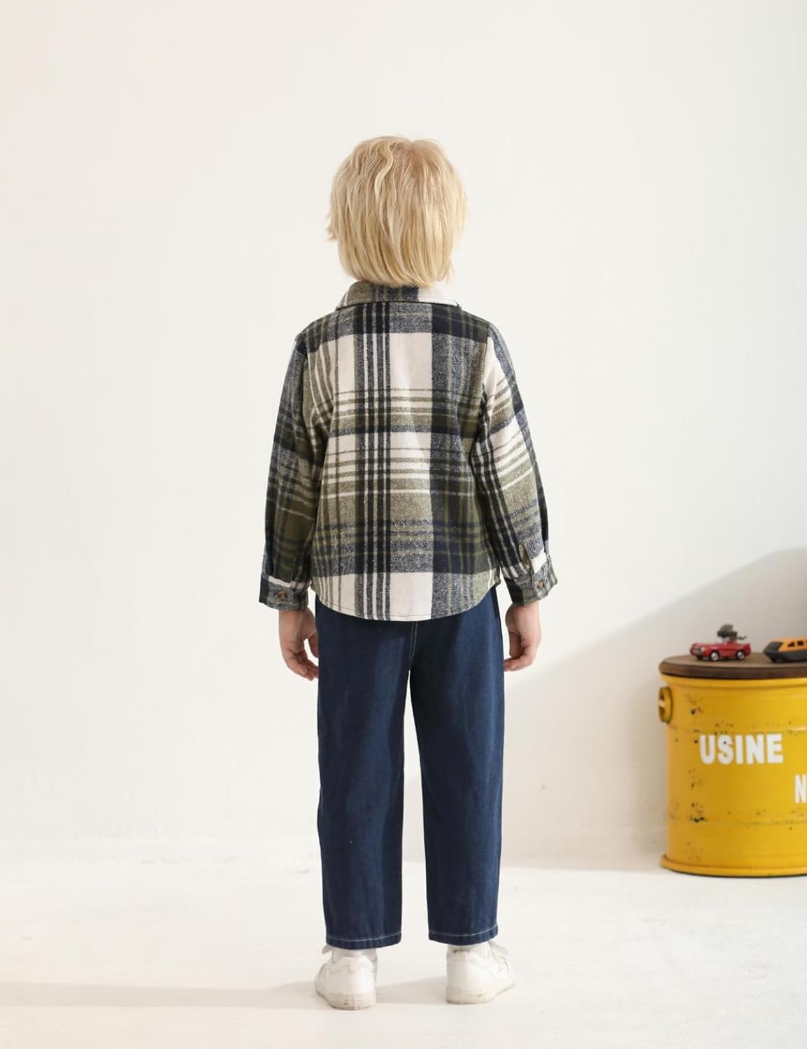 Toddler Boy Clothes Plaid Shirt Jacket White T-shirt Top and Jeans Pants 3Pcs Fall Winter Boys Clothes 2-7 Years