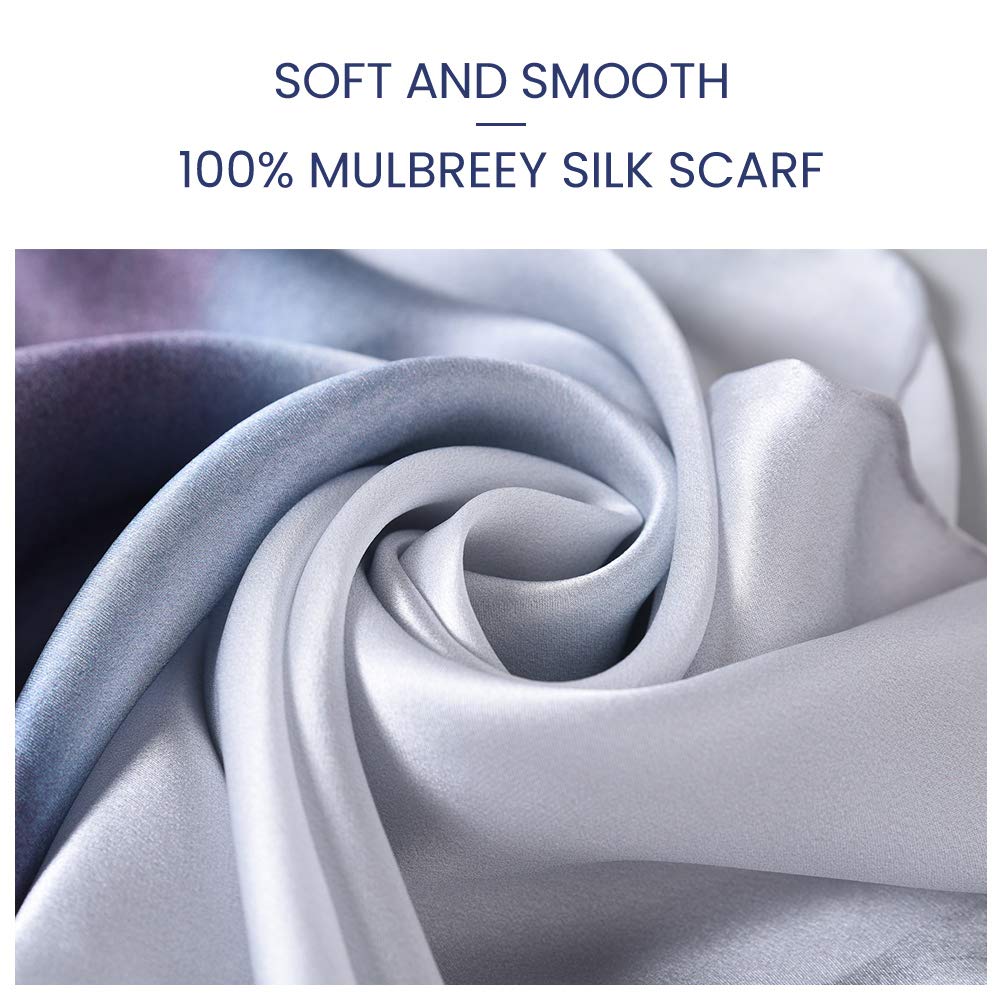 STORY OF SHANGHAI Sciarpa di 100% Seta Charmeuse da Donna Foulard a Raso con Fantasie Orientale, 56x177cm