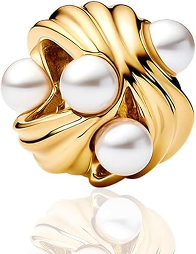 NUNUYAYA Charms Abaloriosde Cuentas Plata de Ley 925 con Circonita Cúbica Pearl 