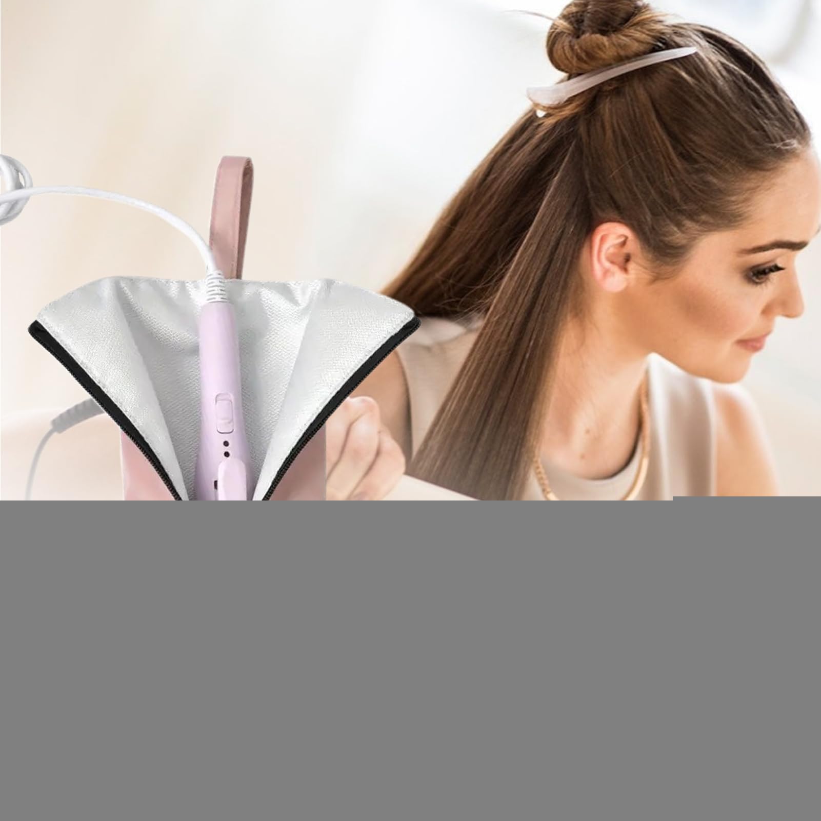 Bolsa de peluquería, Resistente al Calor, Organizador para planchas de Pelo, Resistente al Polvo y al Agua, para Viajes, Salones, baños y cosméticos, Rosa, Ver descripción, Ver descripción