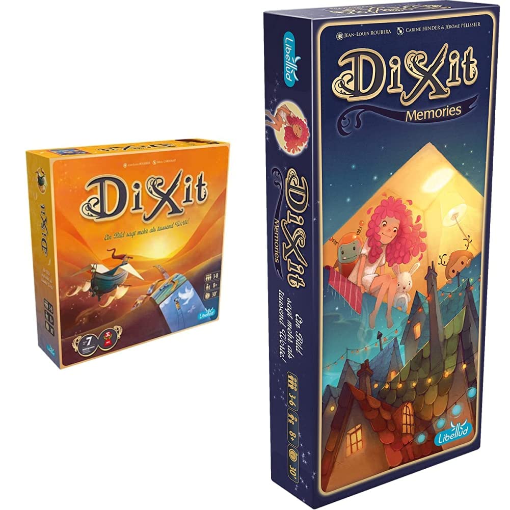 Libellud Asmodee | UNbox Now Dixit | Grundspiel 3-8 Spieler | Ab 8+ Jahren | 30+ Minuten & Asmodee Dixit 6 – Memories | Erweiterung 3-8 Spieler | Ab 8+ Jahren | 30+ Minuten | Deutsch