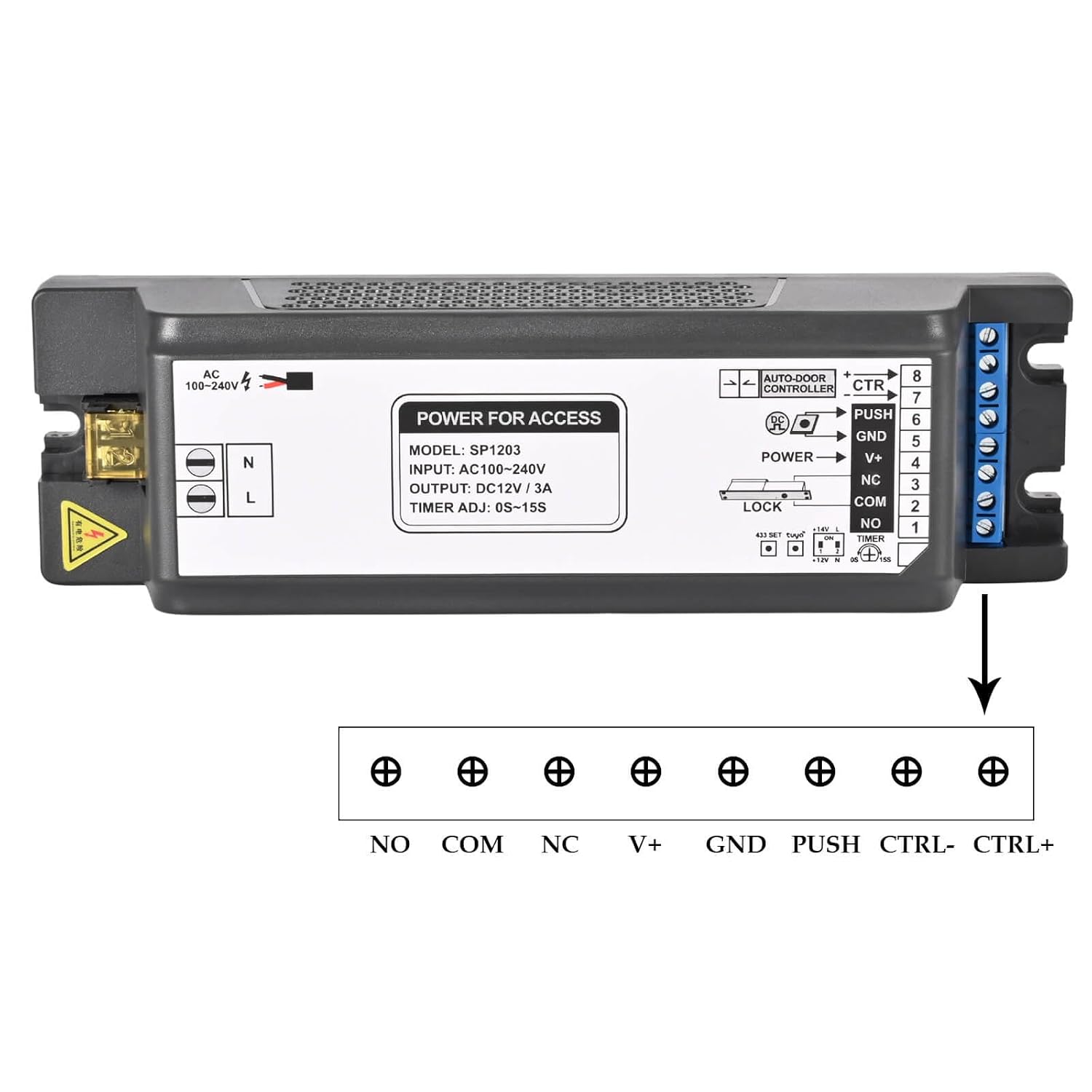 Smart Access Control Power Supply Controller, 12V/14V 3A with Delay Timer, WiFi & Tuya App Remote, 433MHz Remote Control, Compatible with Electric Locks, Door Access Systems & Intercoms 4 61KtcGBeCIL. SL1500