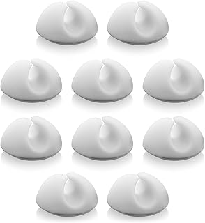 deleyCON 10x Fermacavi Cavo del Supporto Gestione dei Cavi Fissaggio del Cavo Organizzatore via Cavo per Cavi fino a 8mm Fermacavi Attacco per Cavo Gestione dei Cavi Bianco