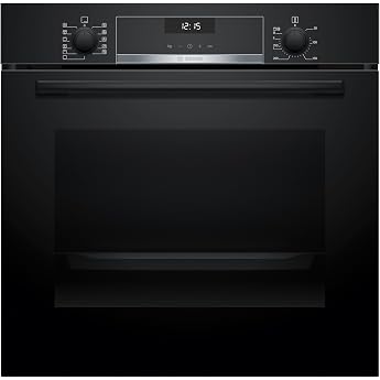 Bosch Built-In Oven 60 x 60 cm Series 6 Air Fry Function 10 Automatic Programmes 3D Hot Air for Even Heat on 3 Levels Cleaning Support with Water Vapor HBG537BB4 Black [Energy Class A+]
