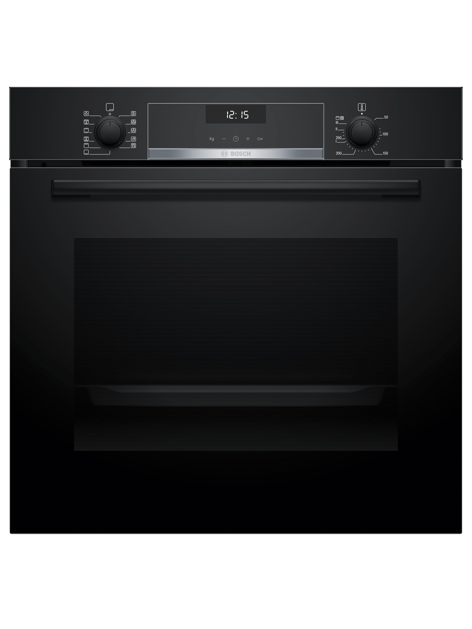 Bosch Einbau-Backofen 60 x 60 cm, Serie 6, Air Fry Funktion, 10 Automatikprogramme, 3D Heißluft für gleichmäßige Hitze auf 3 Ebenen, Reinigungsunterstützung mit Wasserdampf, HBG537BB4, Schwarz