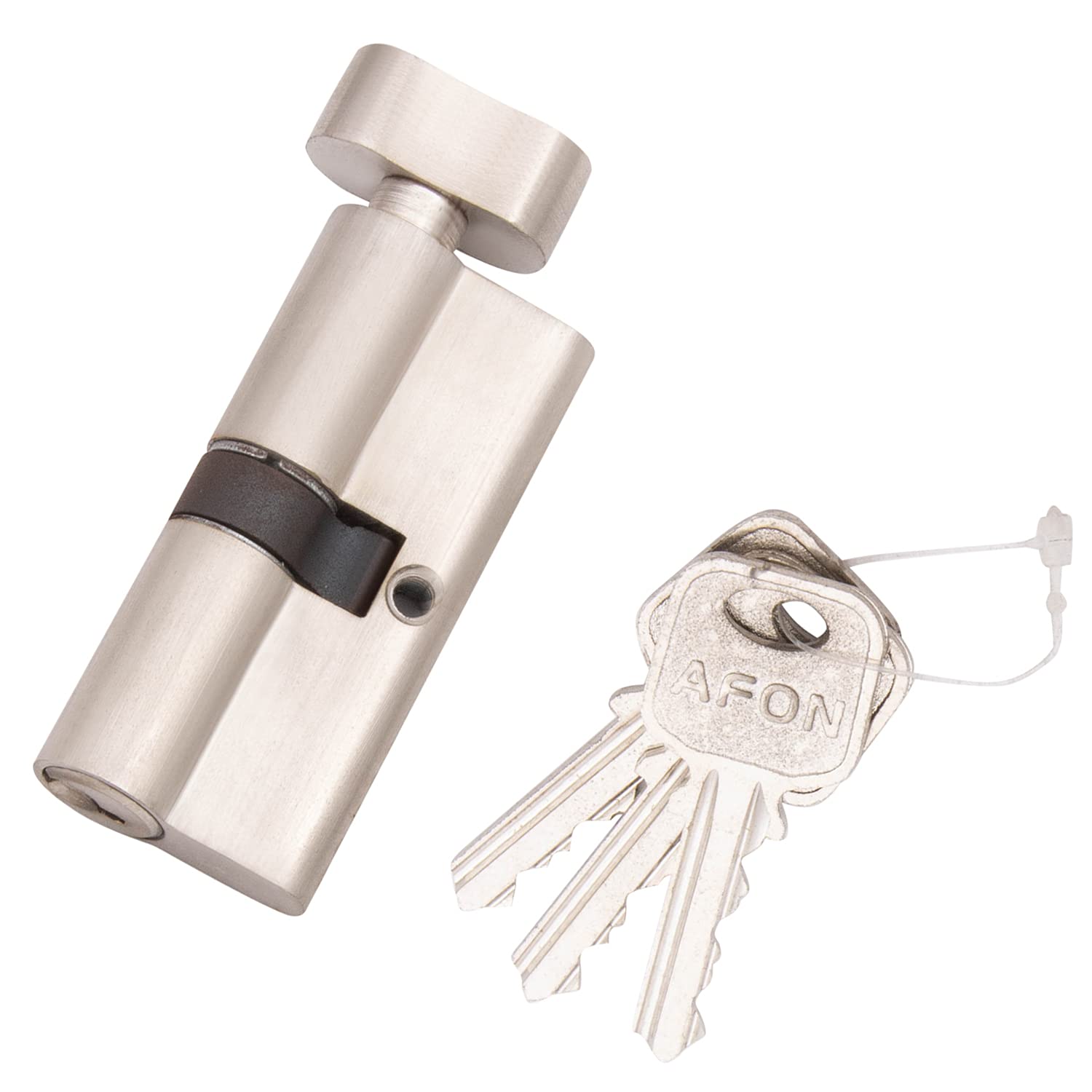 Afon Brass PIN Cylinder 70MM with 3BRASS Keys| One Side Knob , One Side Keys| SS FINSH Lock