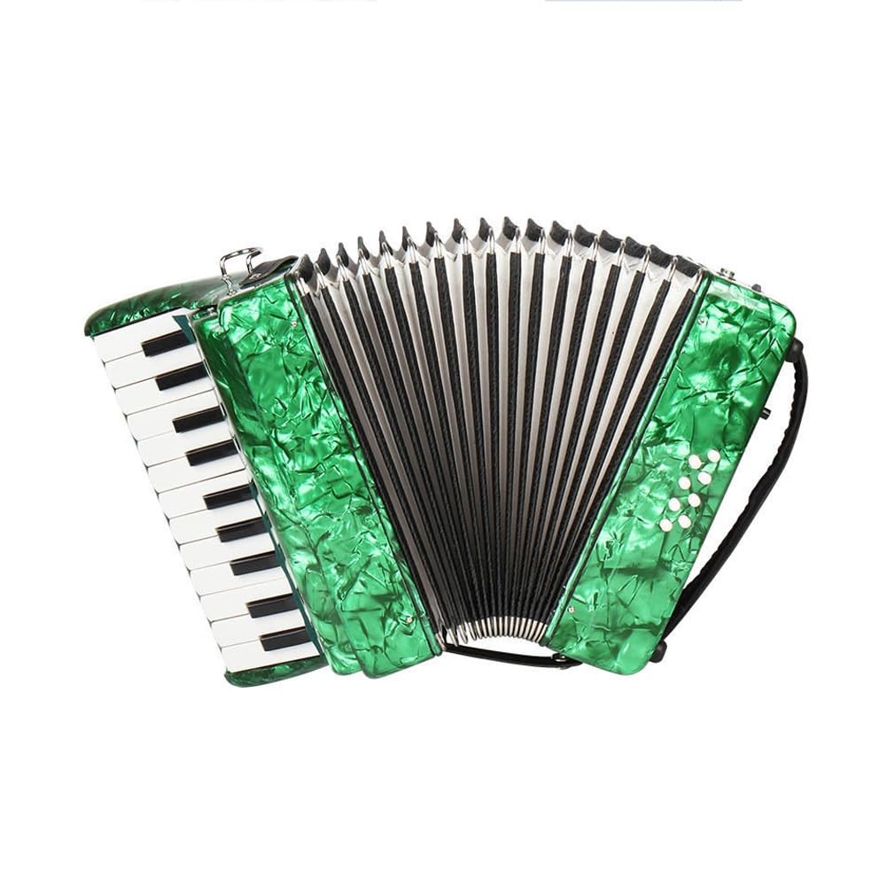 Fisarmonica per Principianti, Strumenti a Tastiera per Fisarmonica a 22 Tasti e 8 Bassi con Tracolla Regolabile per fisarmoniche Professionali per Adulti (Color : Green)