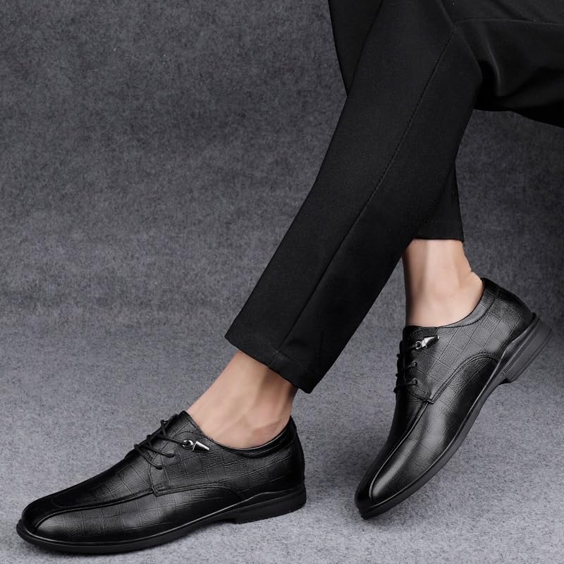 Mens Orthopedic Dress Oxford Shoes Synthetic Leather Lace Up Wingtip Block Heel Low Top Non Slip Rubber Sole Office Business Comfortable Formal2