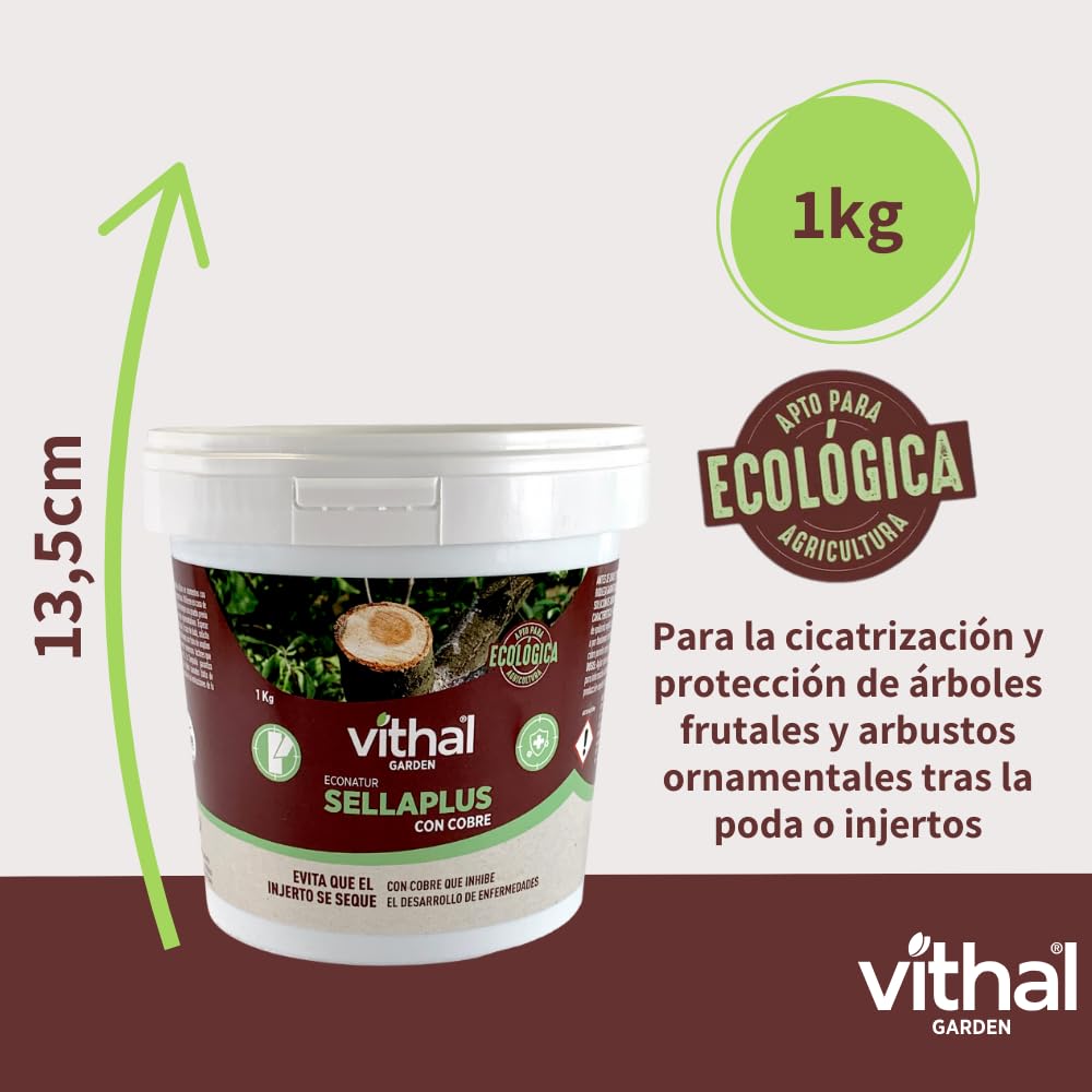 VITHAL Pasta Cicatrizante Sellaplus 1kg - Protege y Cicatriza Árboles Frutales y Arbustos Tras Poda e Injertos, Protección Contra Heridas y Daños Climáticos