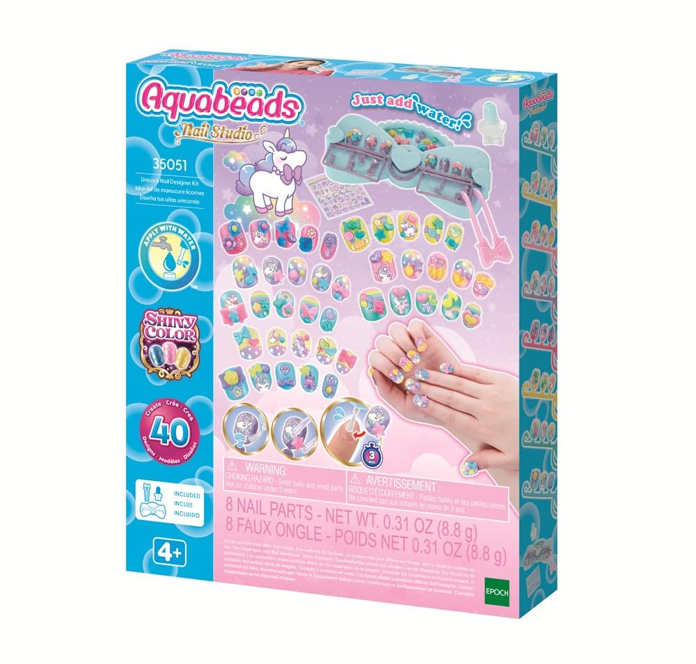 Aquabeads - 35051 Unicorn Nail Designer Kit - Arts & Crafts Bead Activity Toy