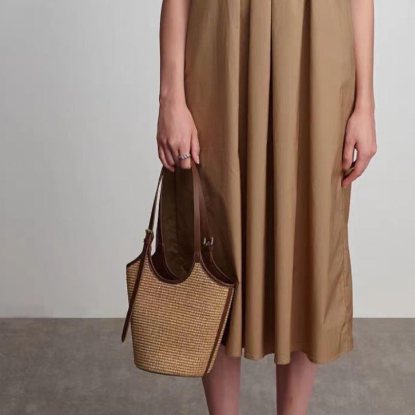Borsa Tracolla Estate Paglia Tessuto Tote Donna Moda A Spalla Cinturina Regolabile Vacanza Spiaggia-brown-26x23x14cm