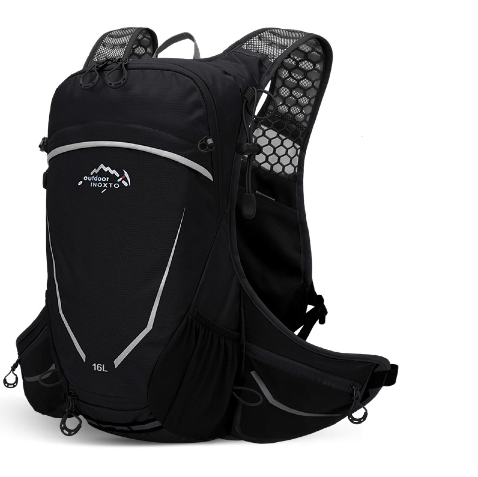 Mochila de ciclismo 16L Bolsa de deporte Bolsa de hidratación Bolsa de bicicleta de senderismo Bolsa de trail para correr, negro, 18 * 7.5 * 45.5CM