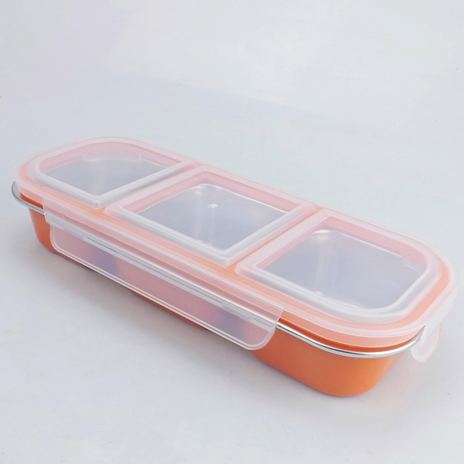 Boîte À Déjeuner Multi-Compartiments en Acier Inoxydable 2 Pièces avec Couvercle Étanche Plateau De Collations Passe Micro-Ondes Récipient Alimentaire Divisé Stainless Steel Meal Preps Box